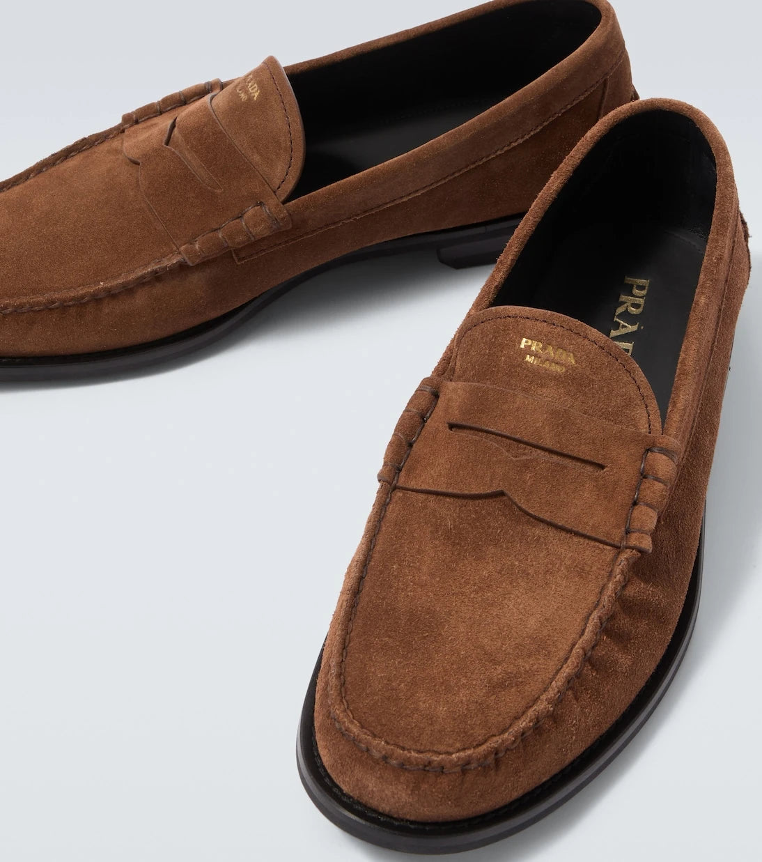 Prada - Suede penny loafers