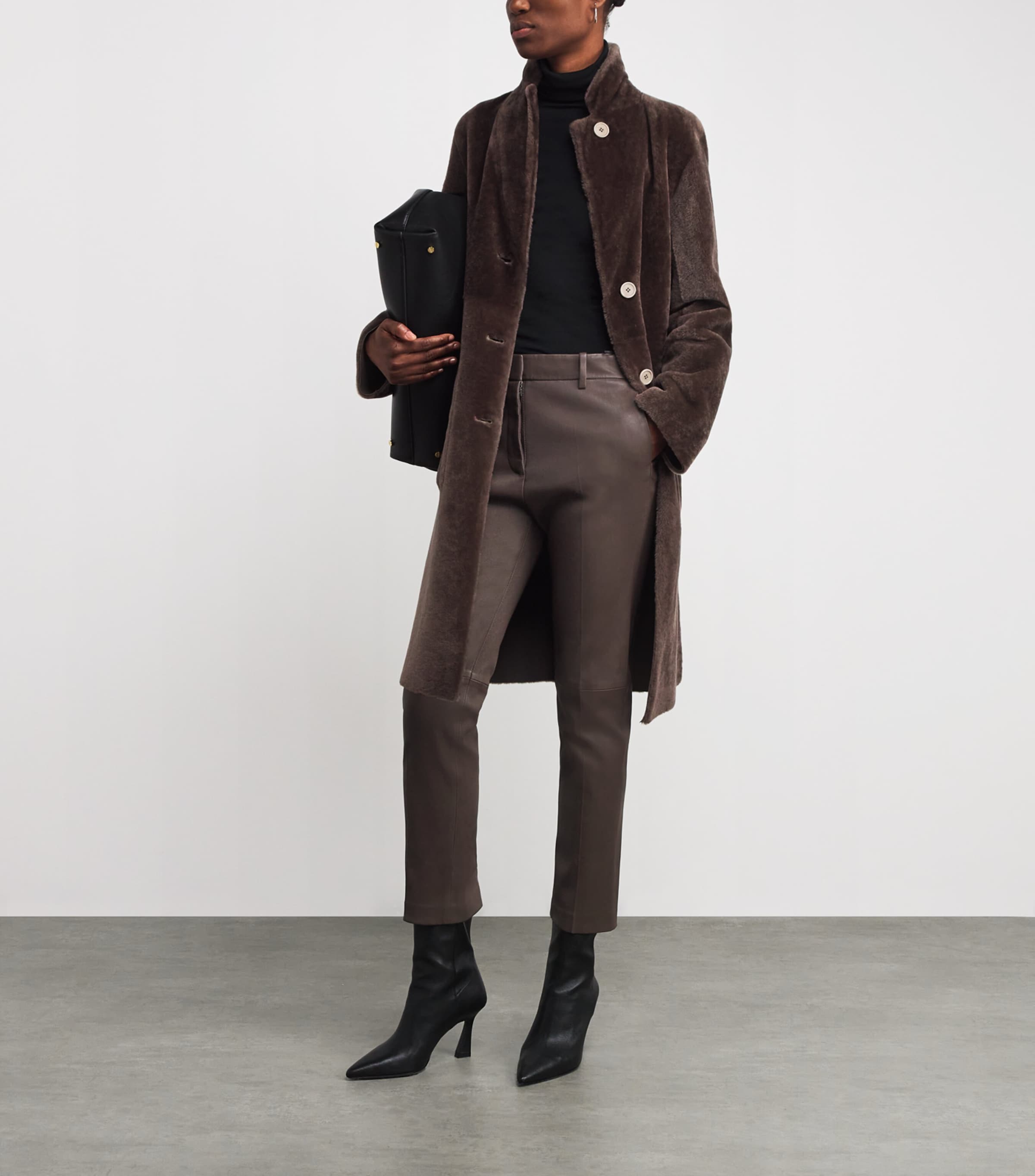 Joseph Brown Leather Coleman Trousers