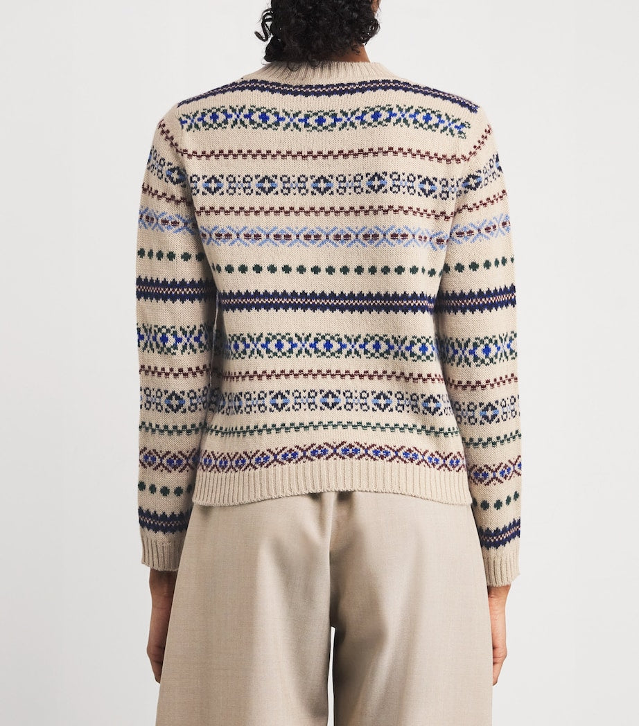 Weekend Max Mara White Wool-Alpaca-Blend Jacquard Sweater