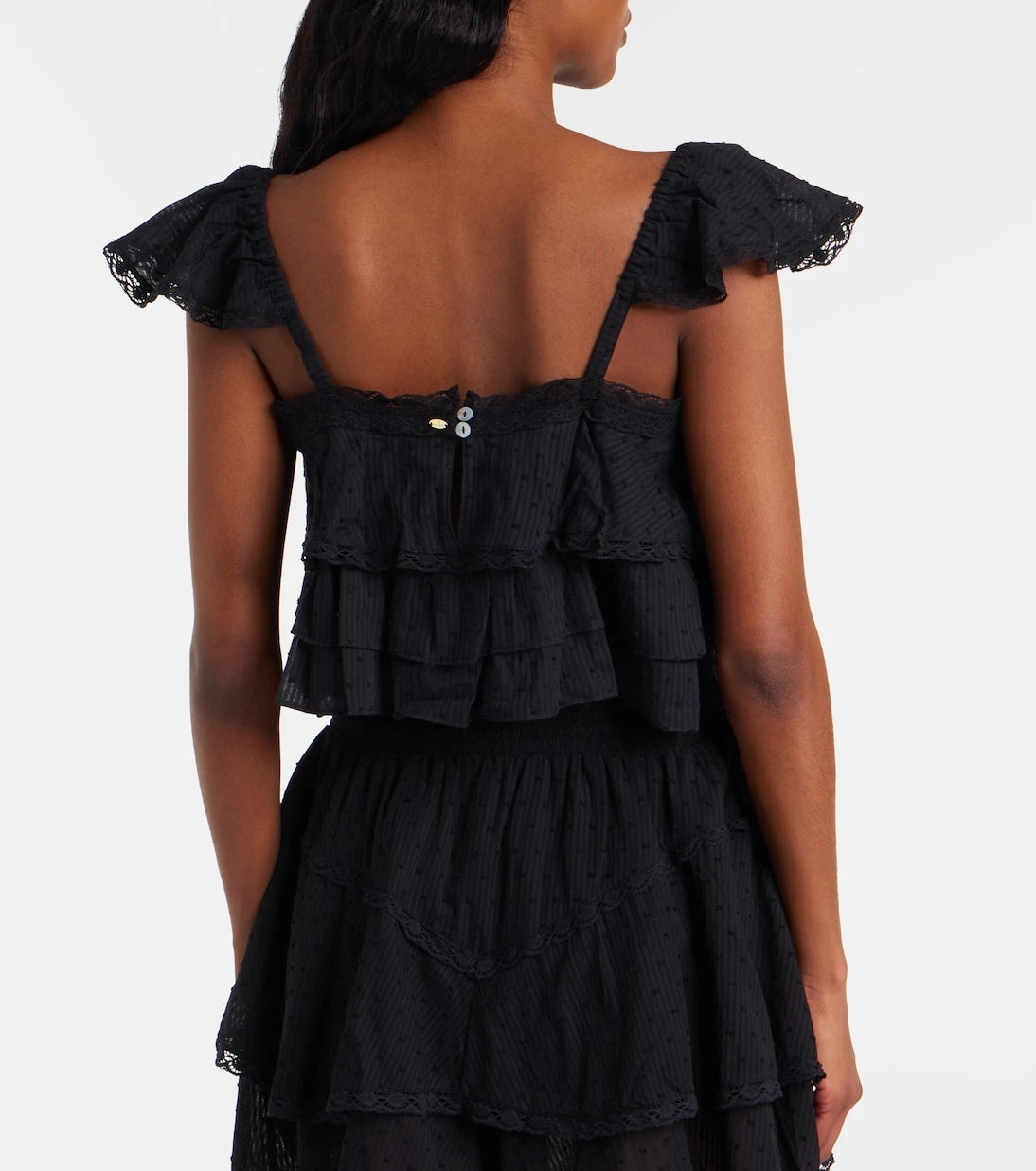 Poupette St Barth - Anya ruffled cotton crop top