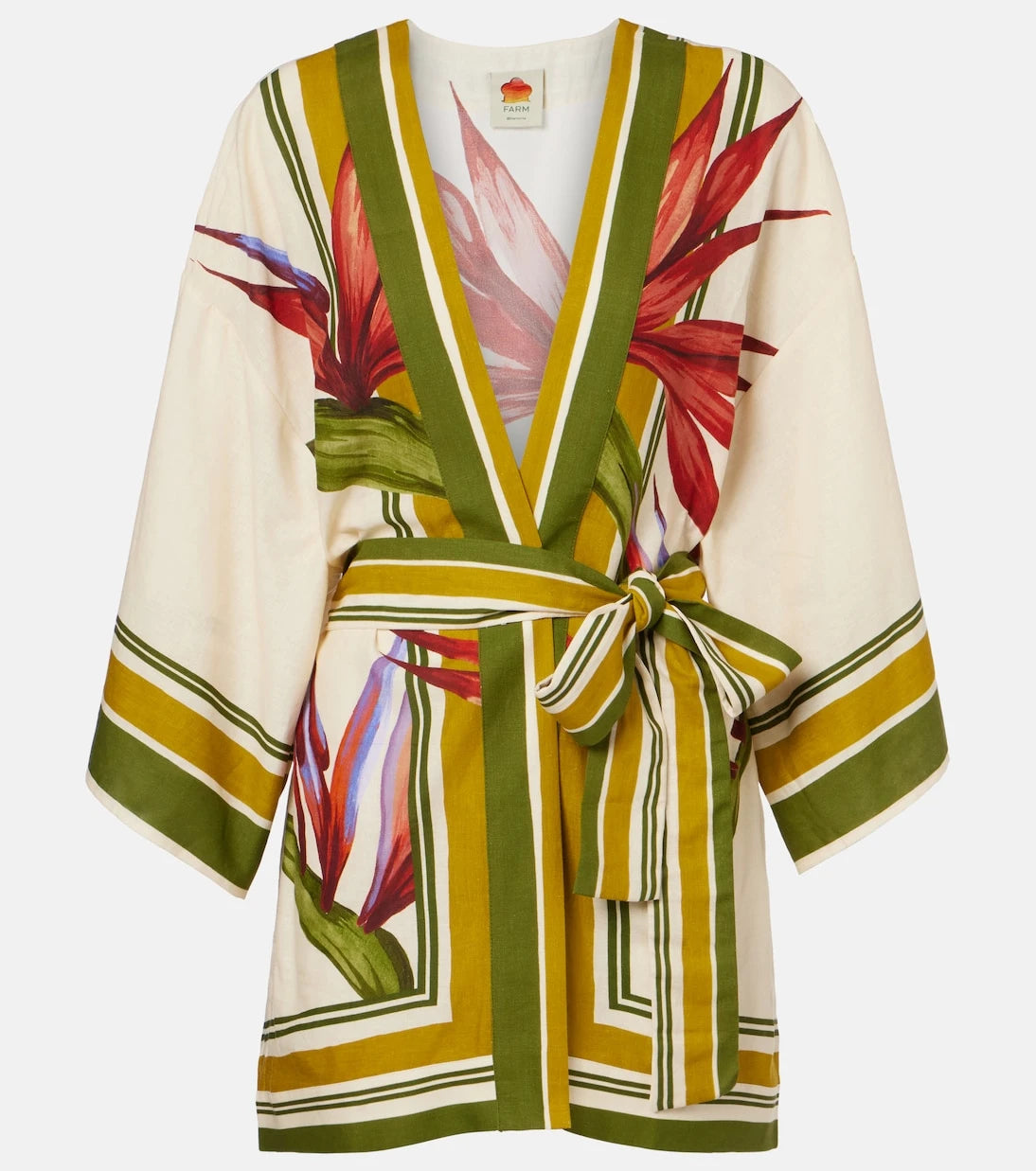 Farm Rio - Strilitizia floral linen-blend kaftan