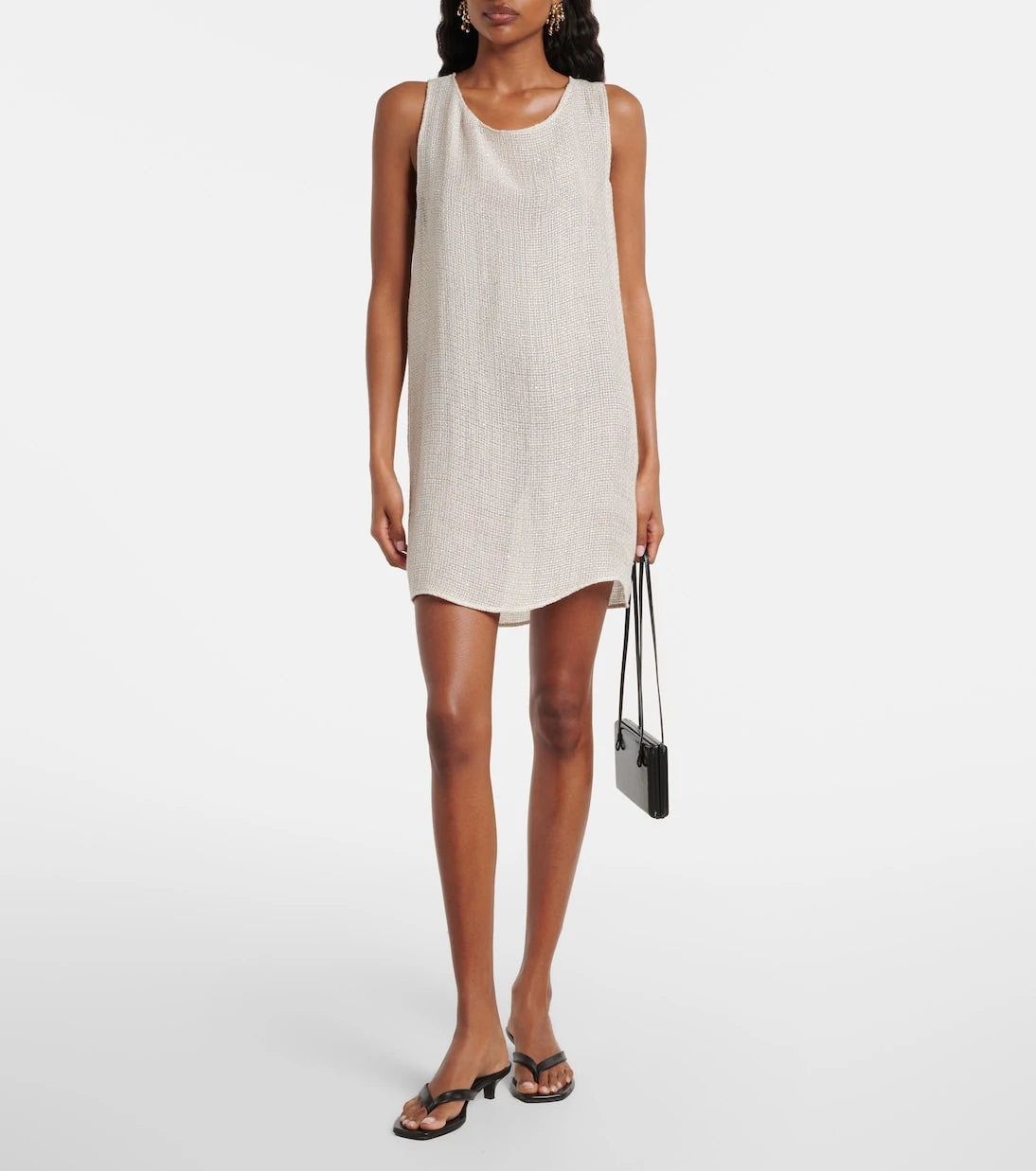 Leset - Stella sequined linen-blend minidress