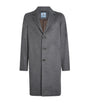 Blue Cashmere Single-Breasted Coat