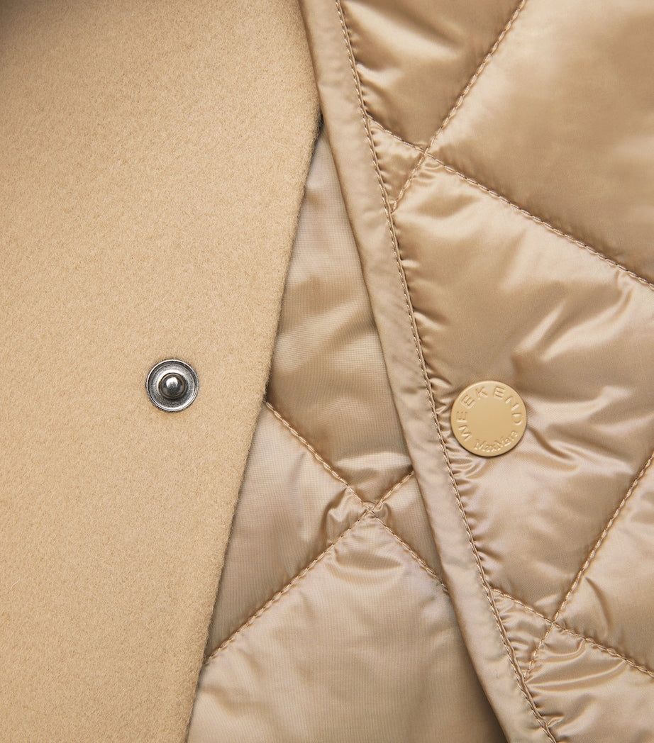 Weekend Max Mara Beige Wool-Blend Quilted Dolman Coat