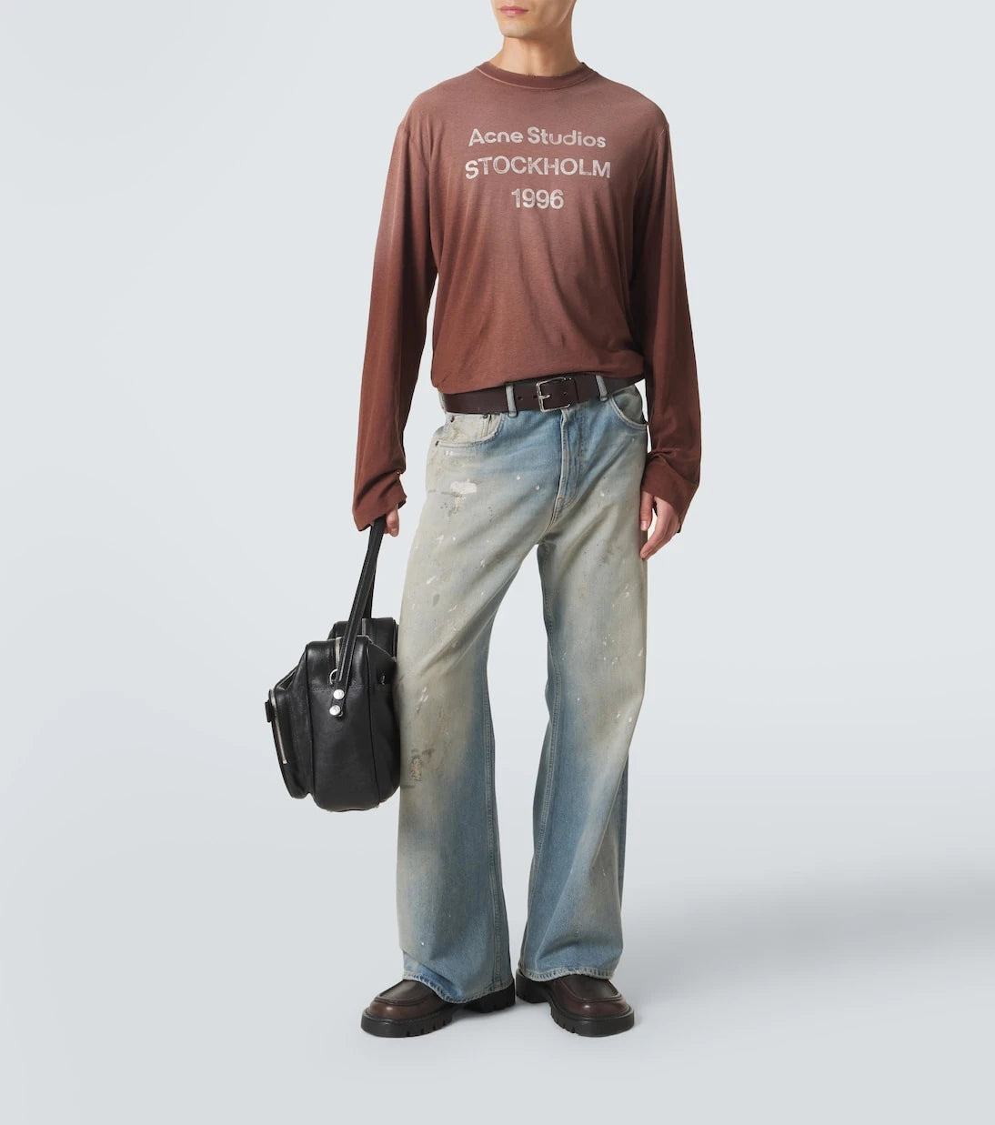 Acne Studios - تي شيرت من القطن والقنب بشعار العلامة