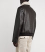 Mackage Brown Embossed-Leather Chance-NV Bomber Jacket