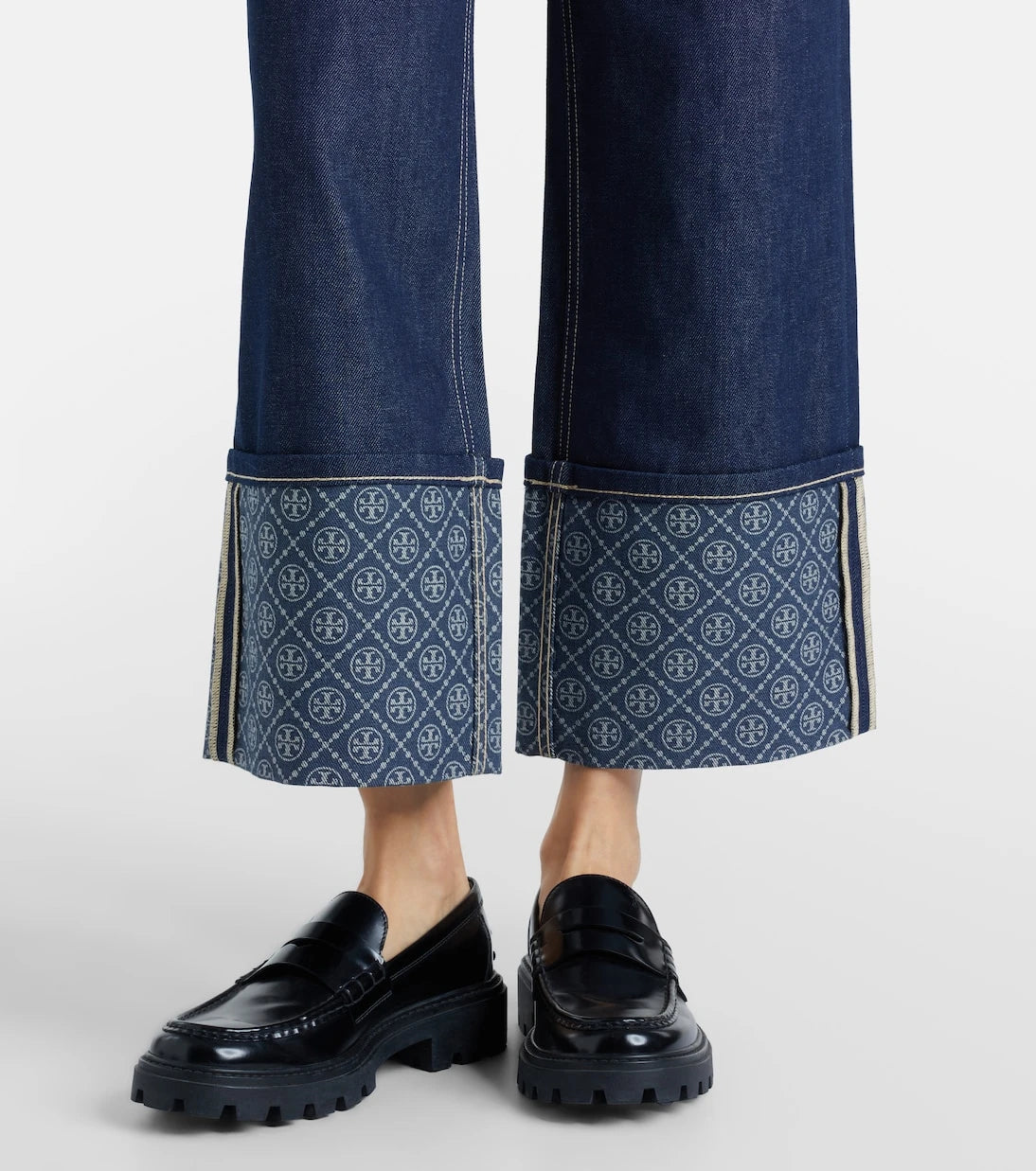Tory Burch - Monogram wide-leg jeans
