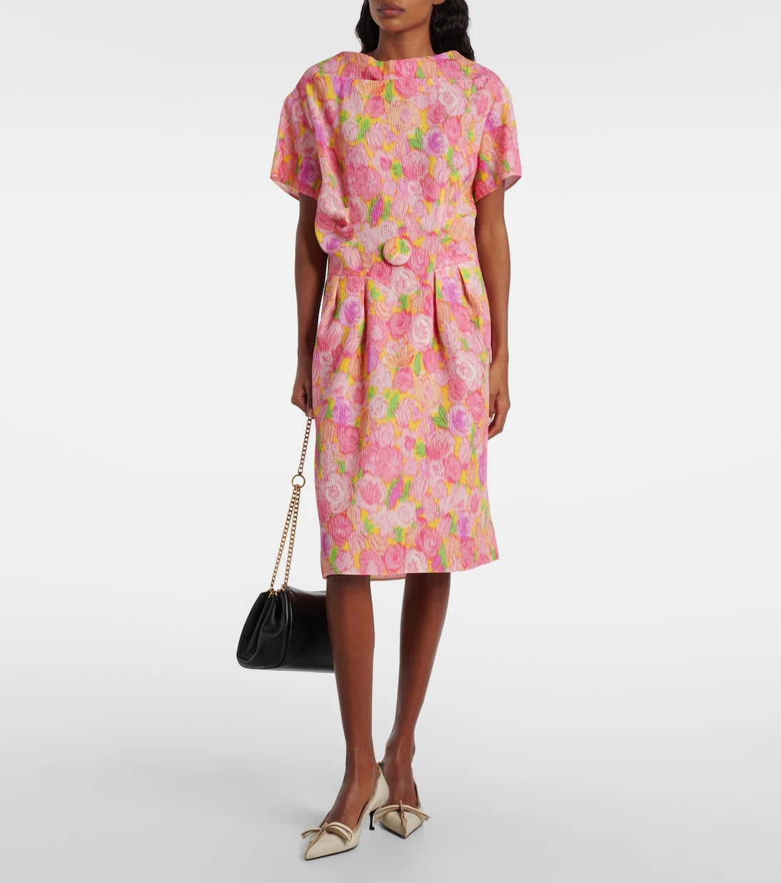 Prada - Floral silk-blend cloqué midi dress