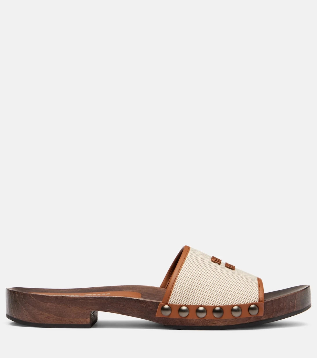 Miu Miu - Logo leather-trimmed canvas clogs