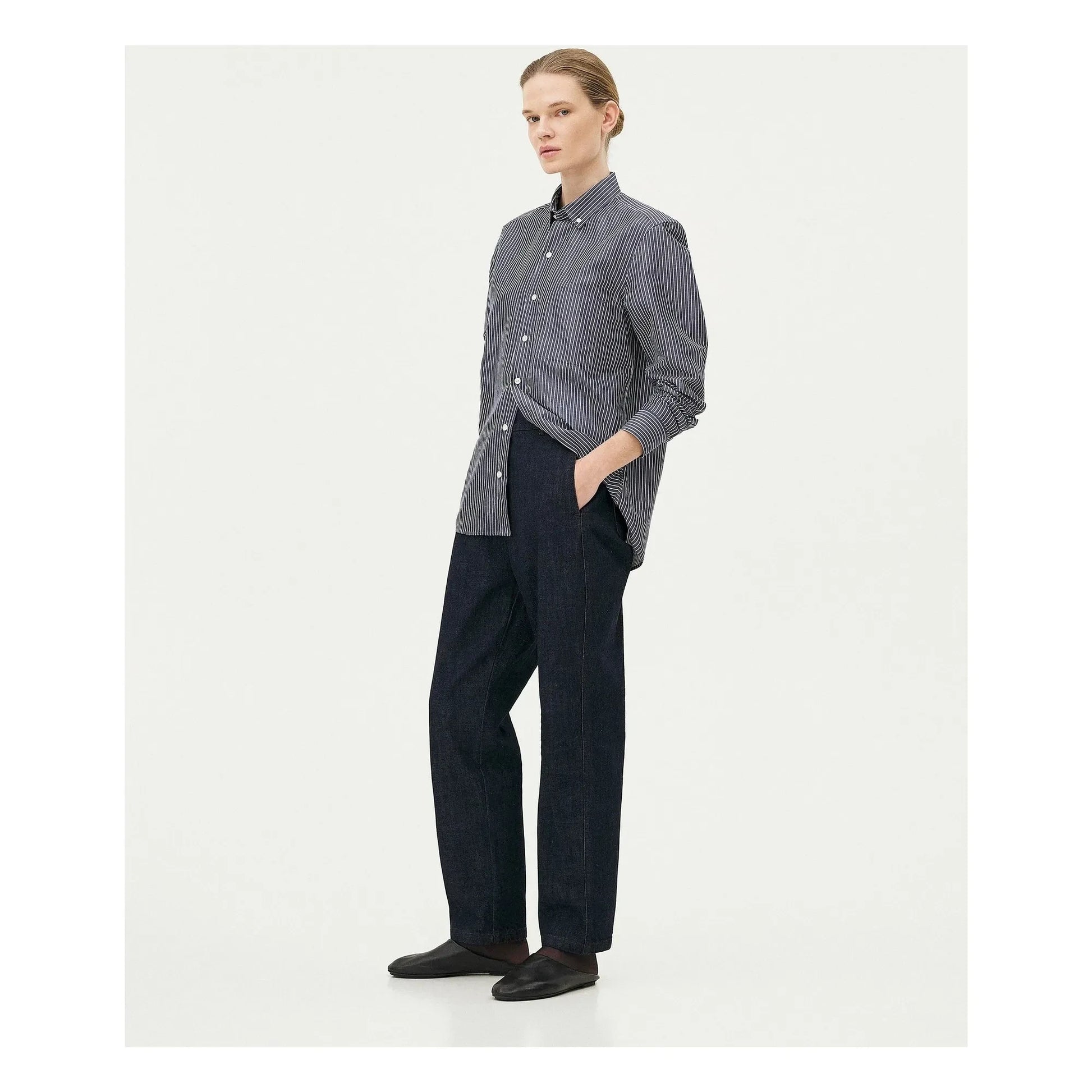 Noyoco - Curtis shirt Fine stripes Recycled cotton | Blue