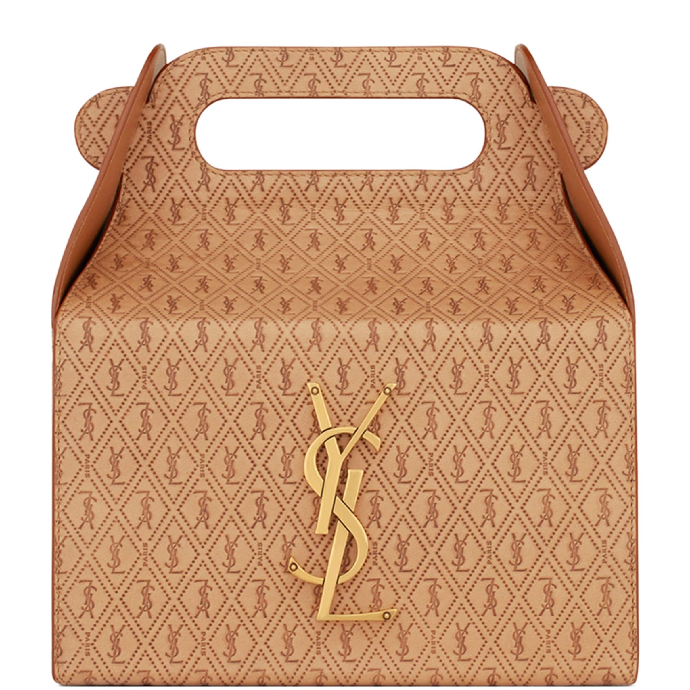 Saint Laurent Beige Embossed Take-Away Box Bag