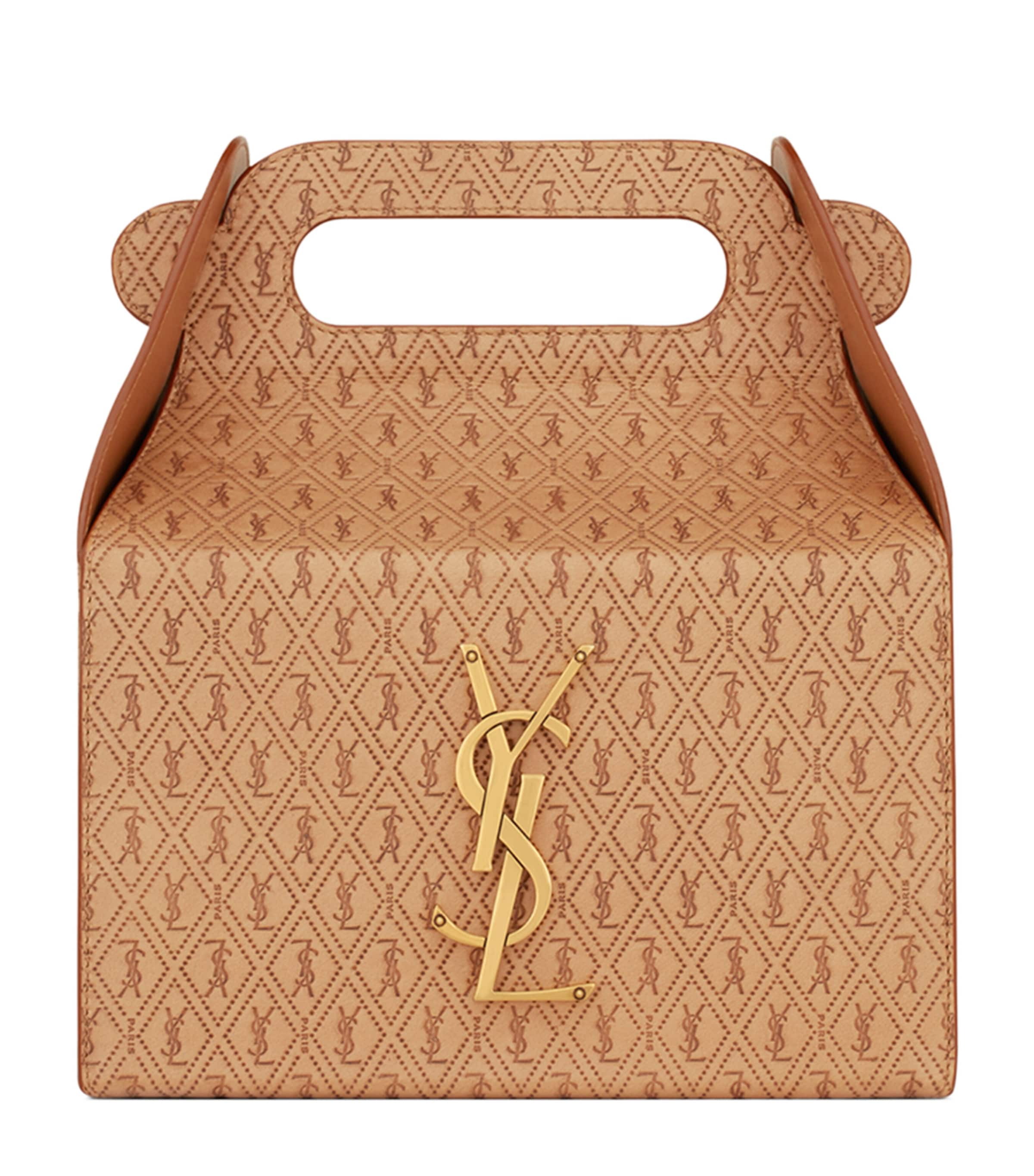 Saint Laurent Beige Embossed Take-Away Box Bag