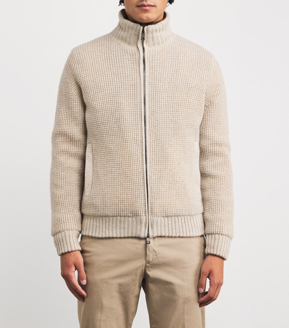 Fioroni Cashmere Beige Cashmere-Mink Bomber Jacket