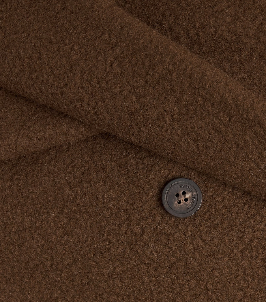 Wool-Blend Double-Breasted Coat BROWN