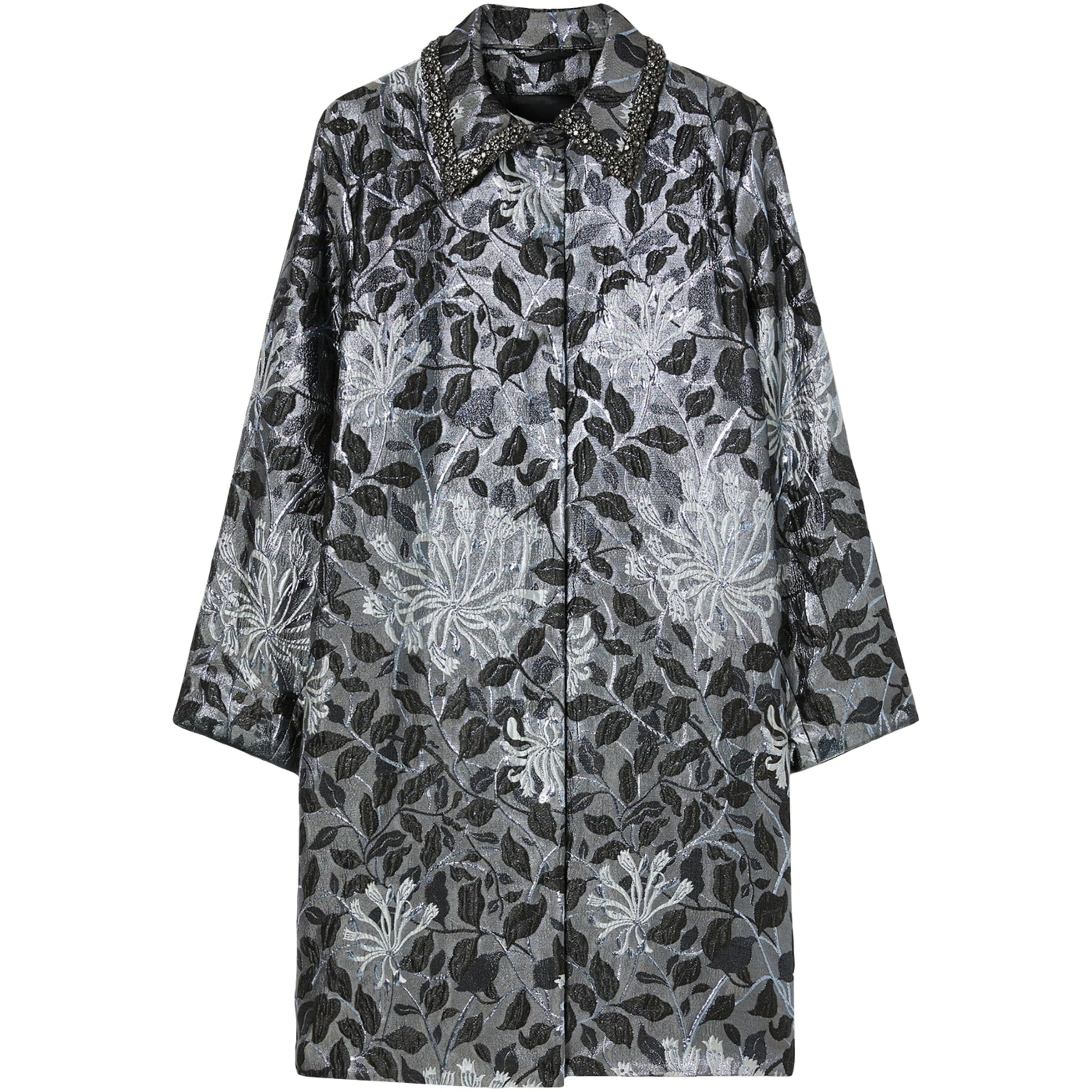 Marina Rinaldi Grey Brocade Embellished Coat