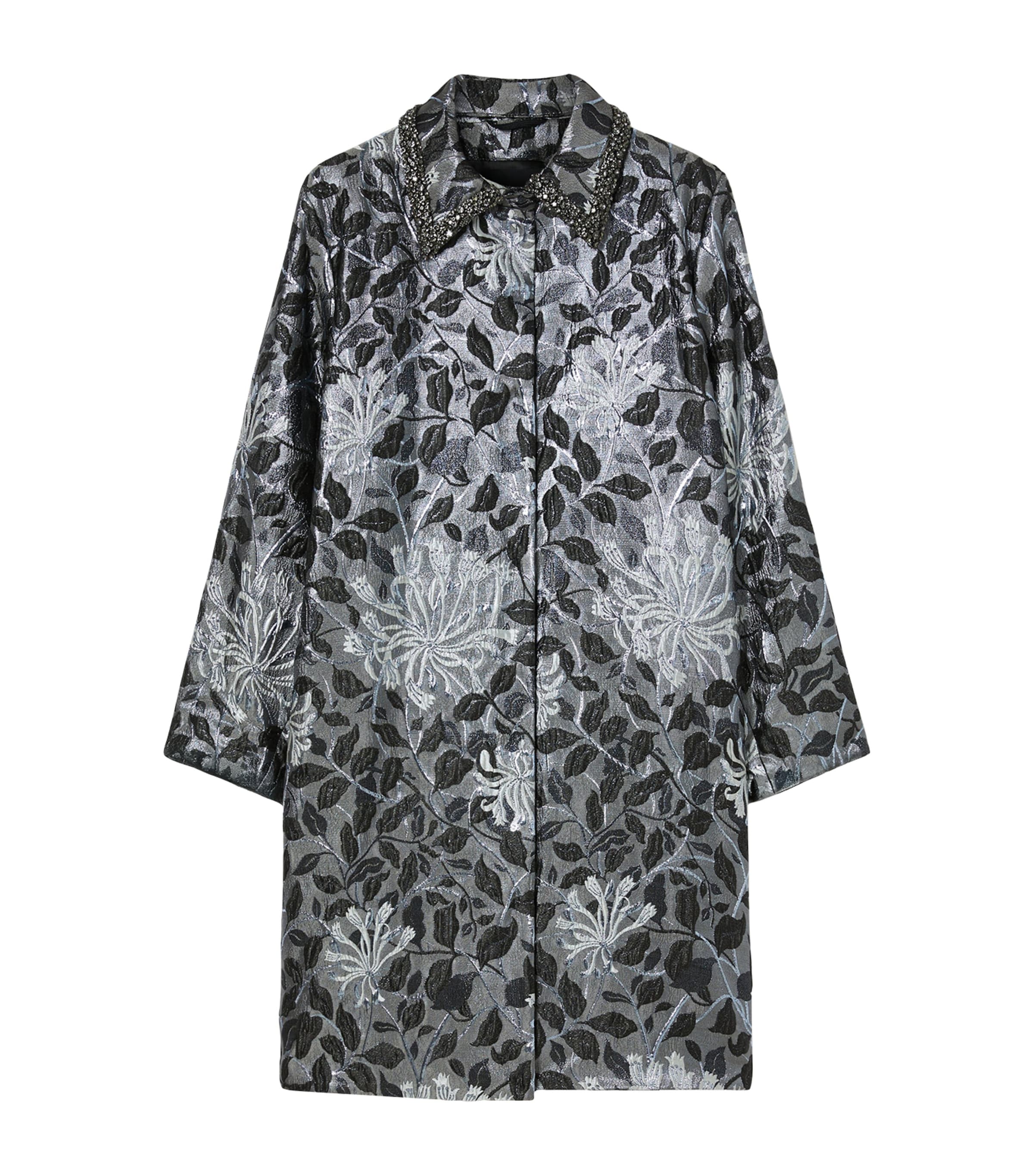 Marina Rinaldi Grey Brocade Embellished Coat