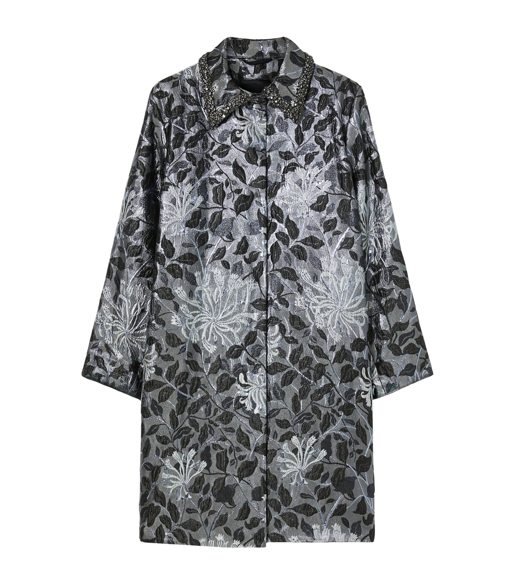 Marina Rinaldi Grey Brocade Embellished Coat
