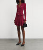 Self-Portrait Burgundy Pointelle Knit Mini Dress