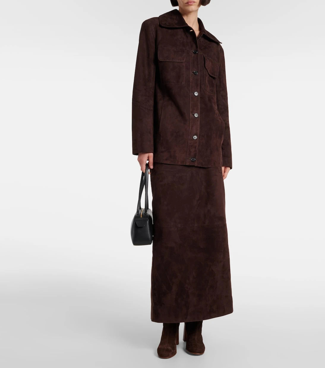 Khaite - Loxley suede pencil skirt