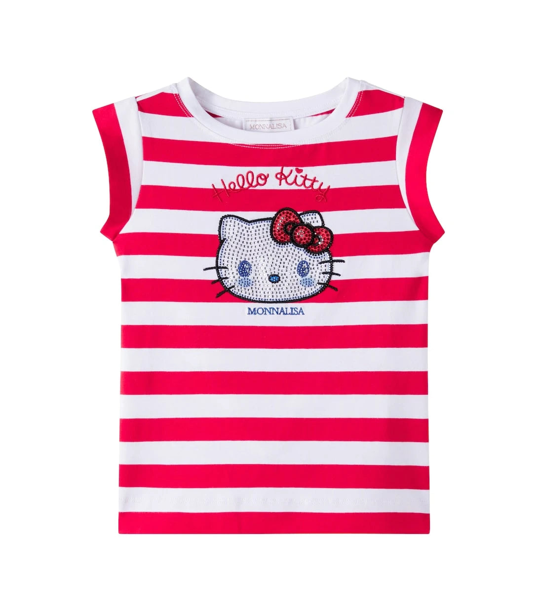 Monnalisa - x Hello Kitty striped cotton-blend T-shirt