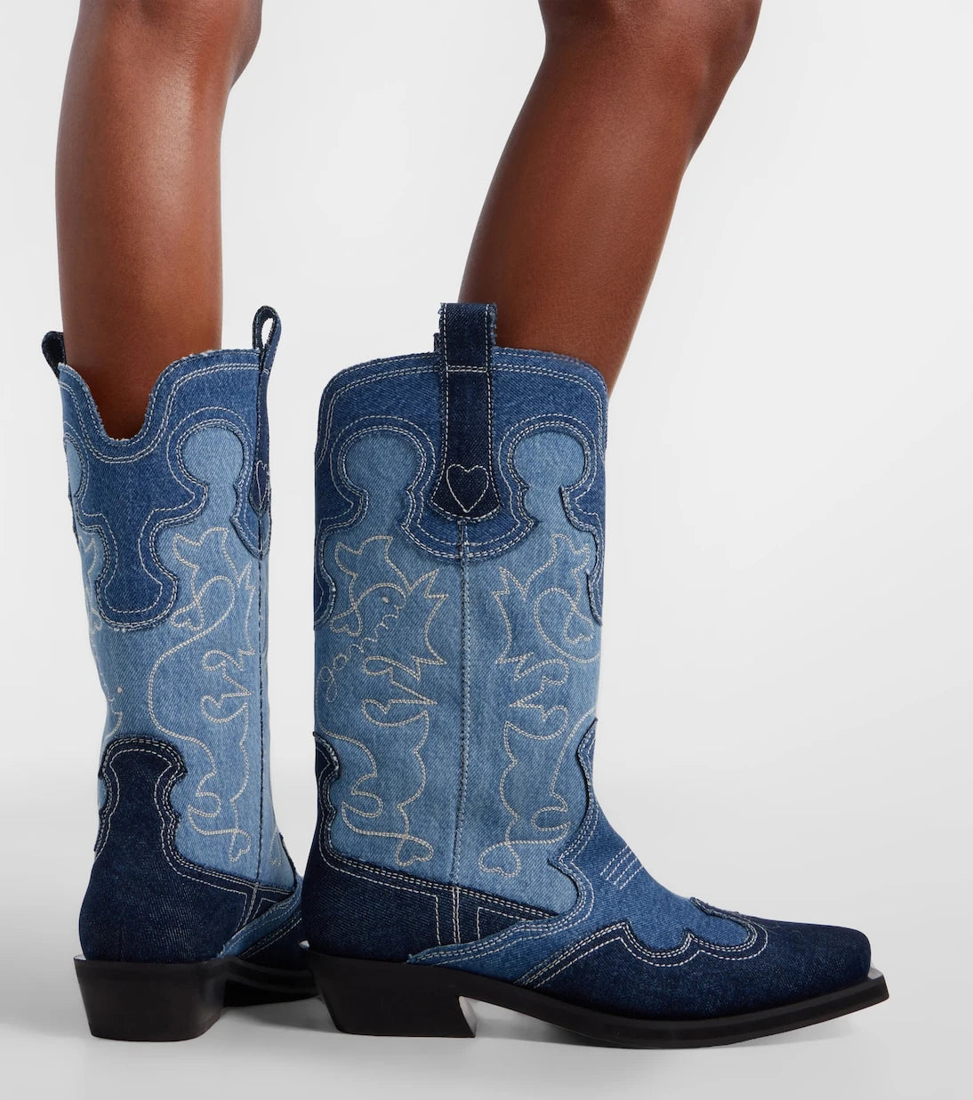 Ganni - Denim cowboy boots
