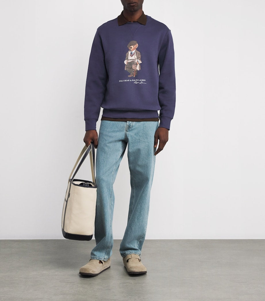 Blue Cotton-Blend Heritage Polo Bear Sweatshirt
