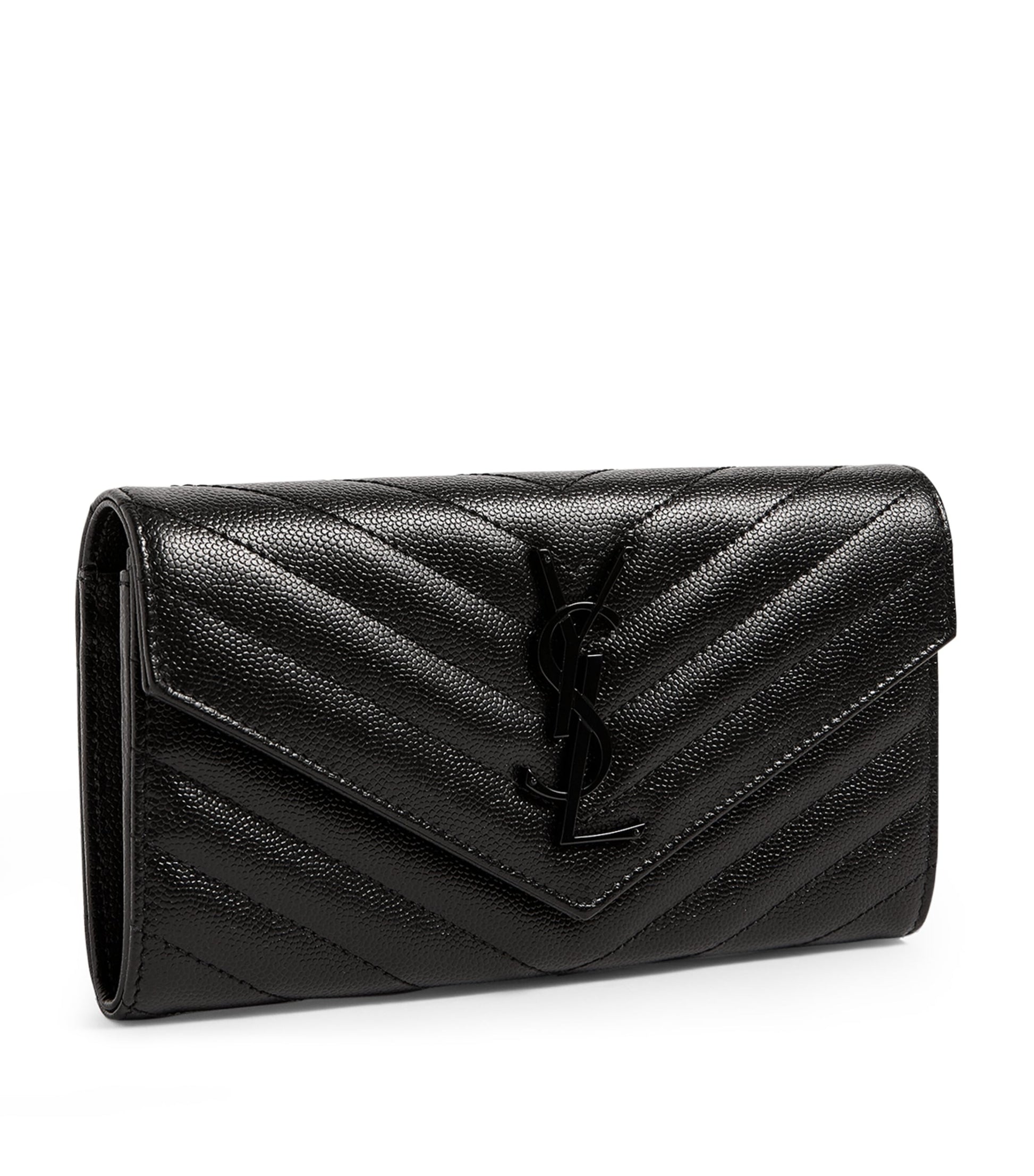 Black Monogram Saint Laurent Matelassé Large Flap Wallet