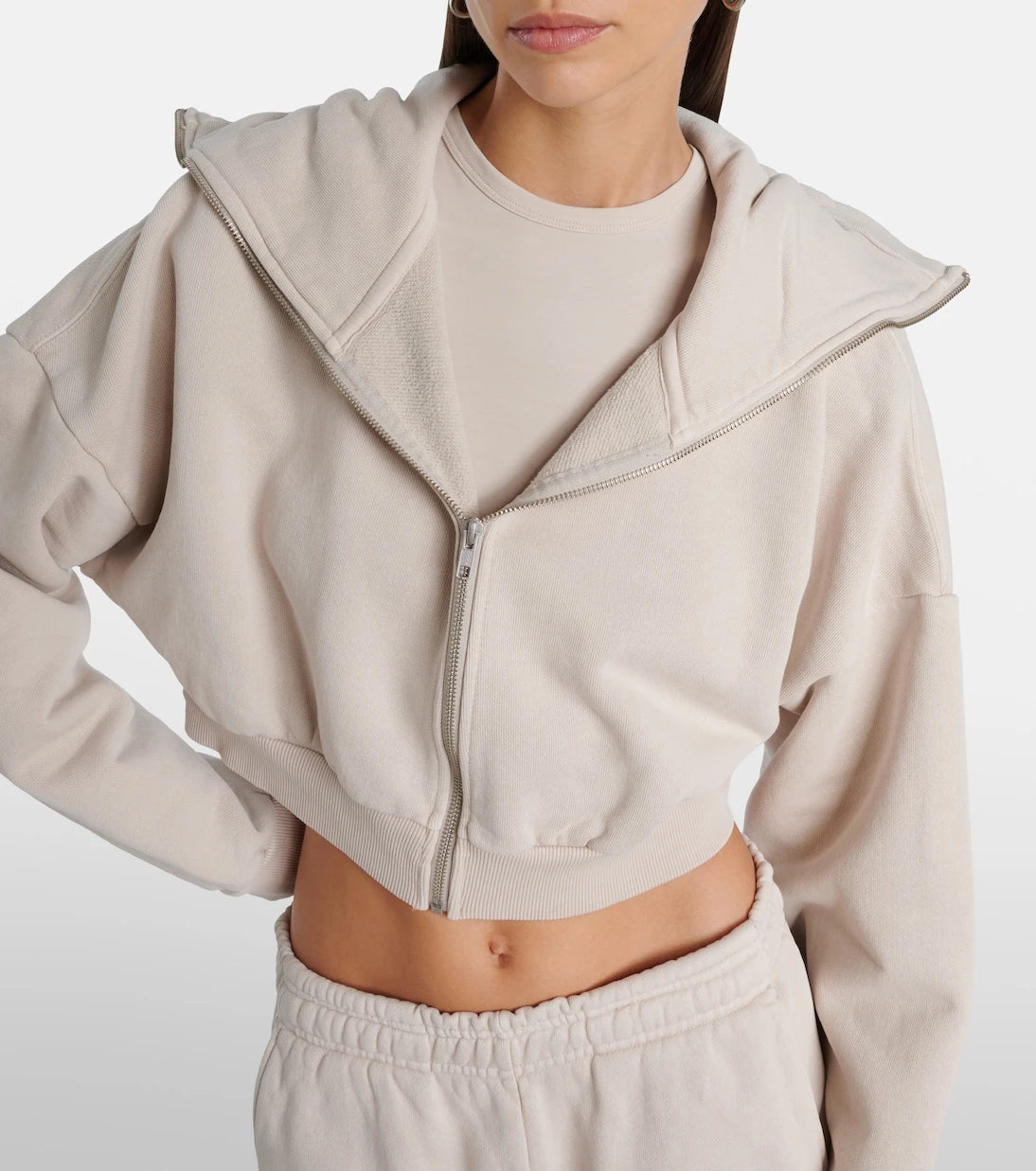 Entire Studios - Zip-up cropped cotton hoodie