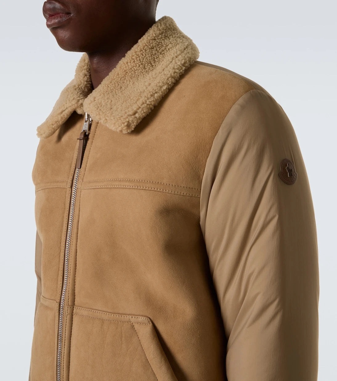 Moncler - Tonnay suede and shearling down jacket