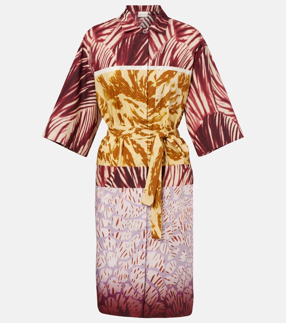 Dries Van Noten - فستان قميص من قطن البوبلين المطبوع