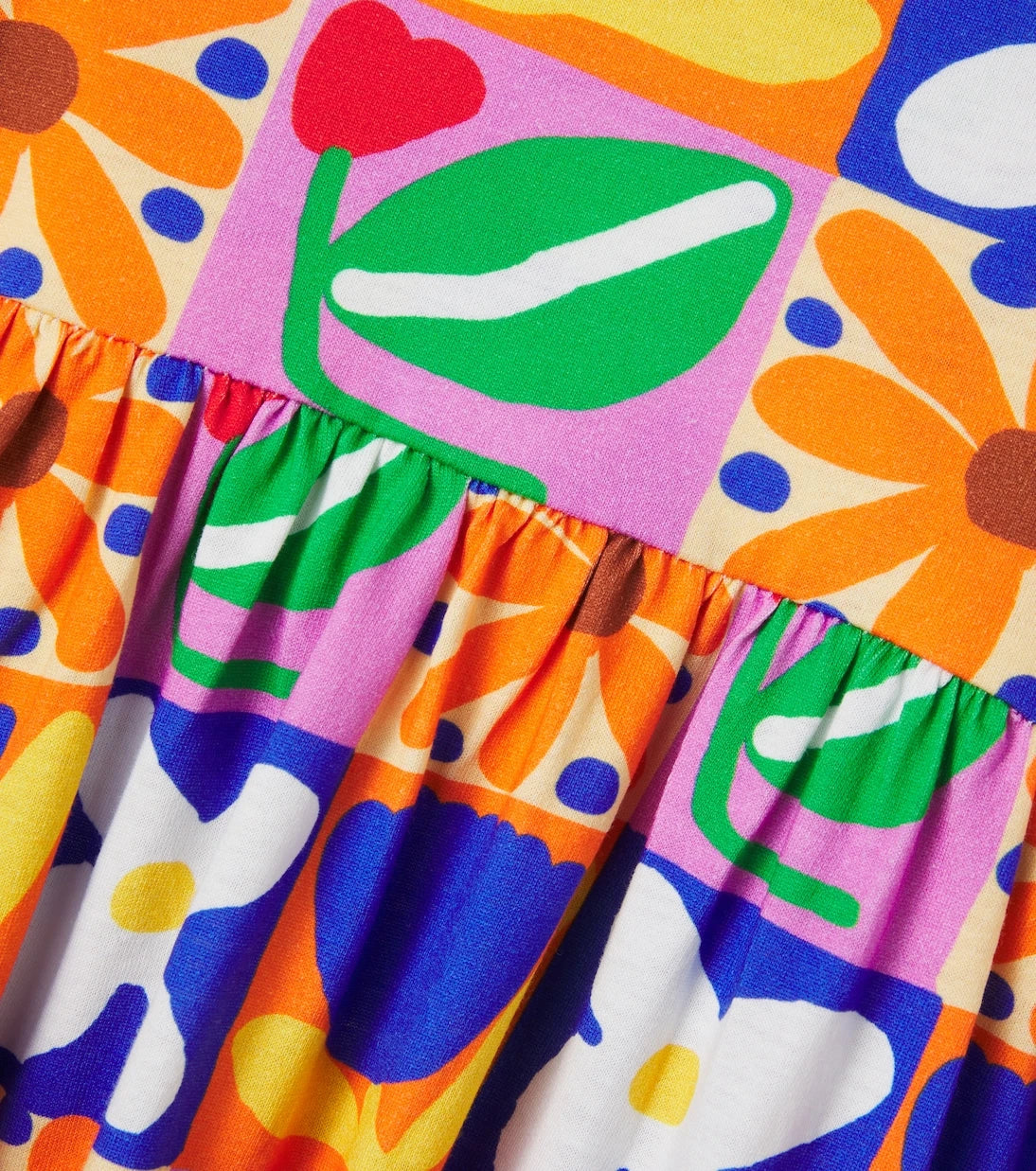 Fábula - Checked floral cotton dress