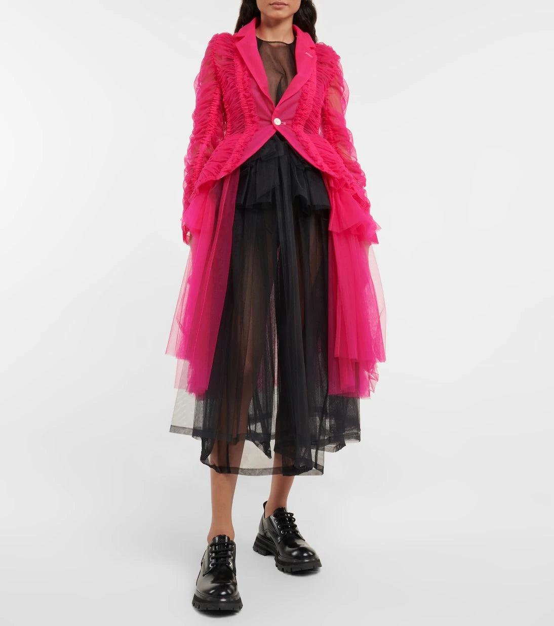 Noir Kei Ninomiya - Ruched tulle blazer dress