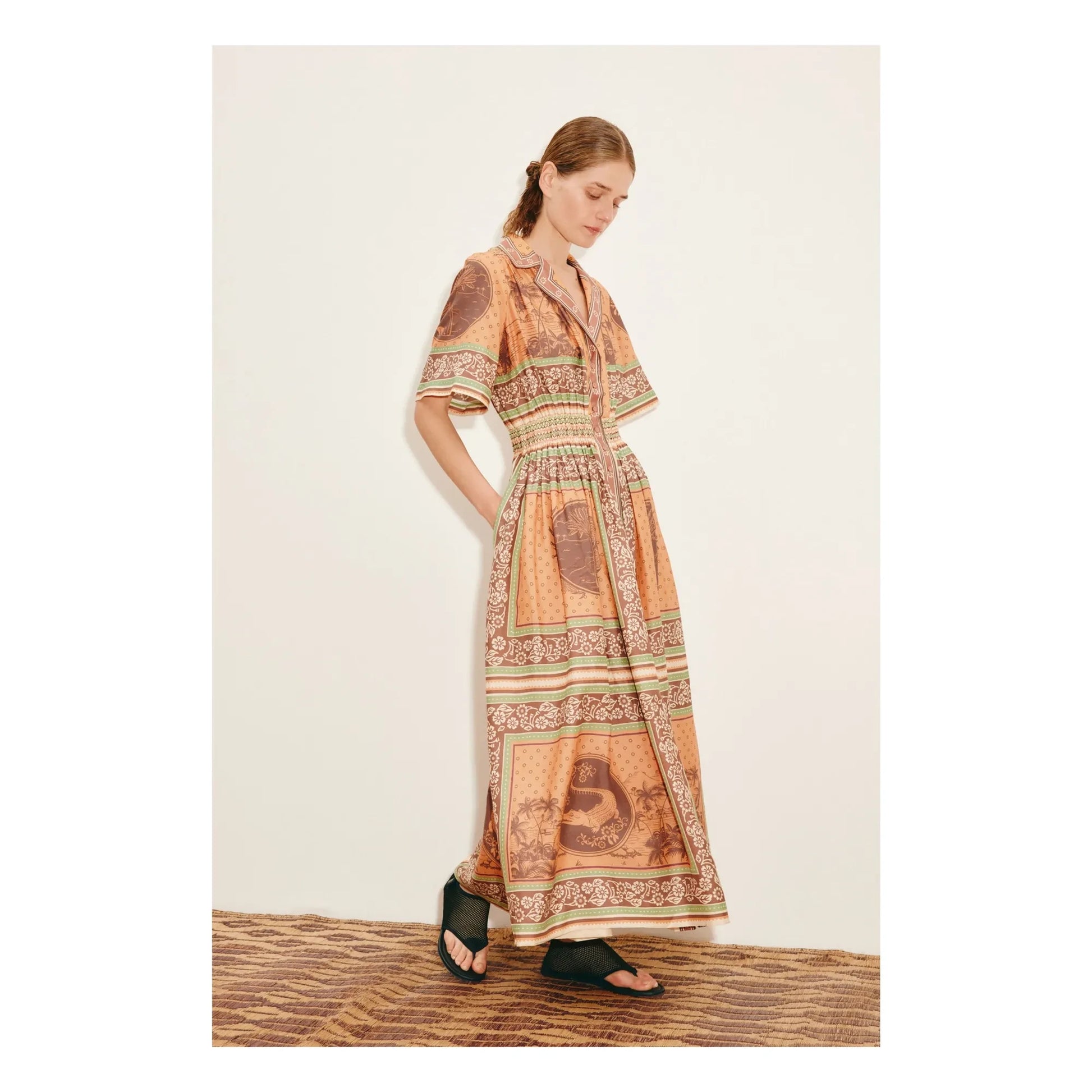 Alémais - Alberta silk and cotton dress | Orange