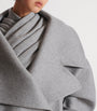 Balmain Grey Wool-Cashmere Oversized Pea Coat