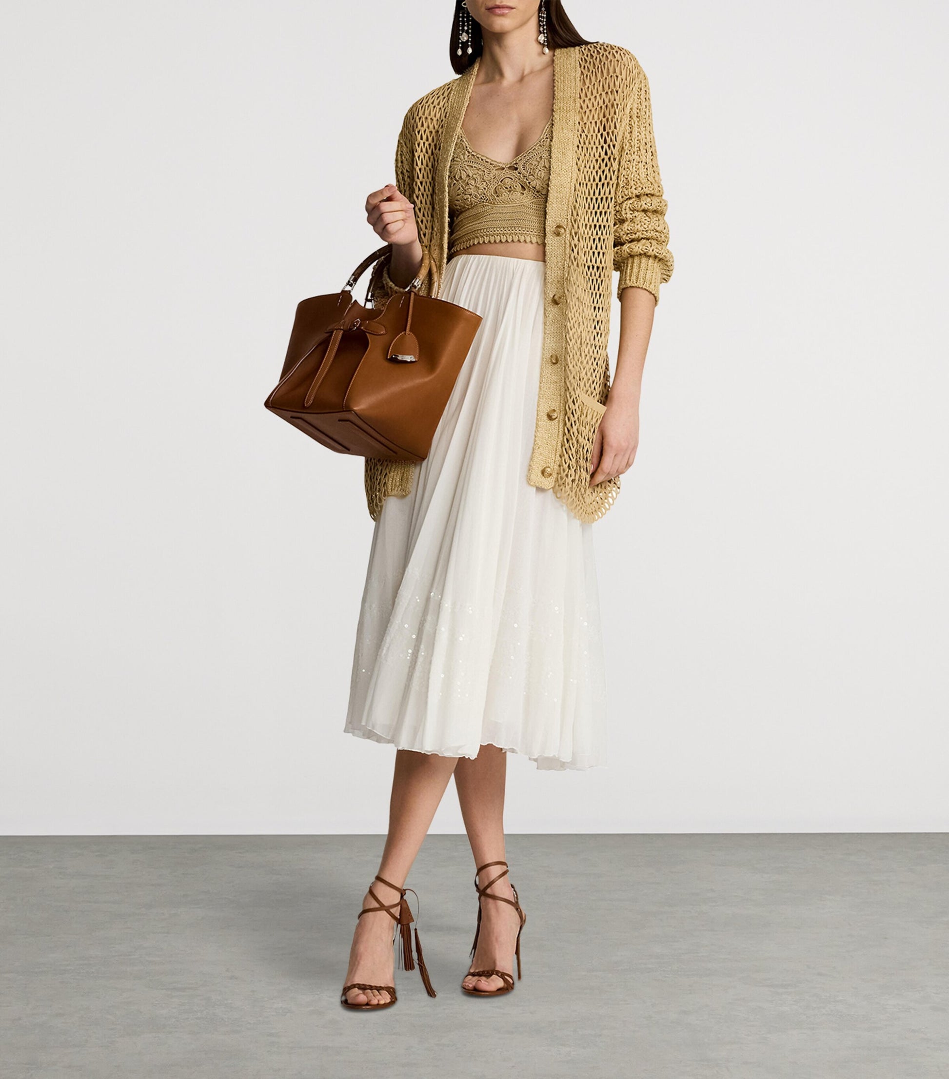 Ralph Lauren Collection Beige Silk Crochet Bralette