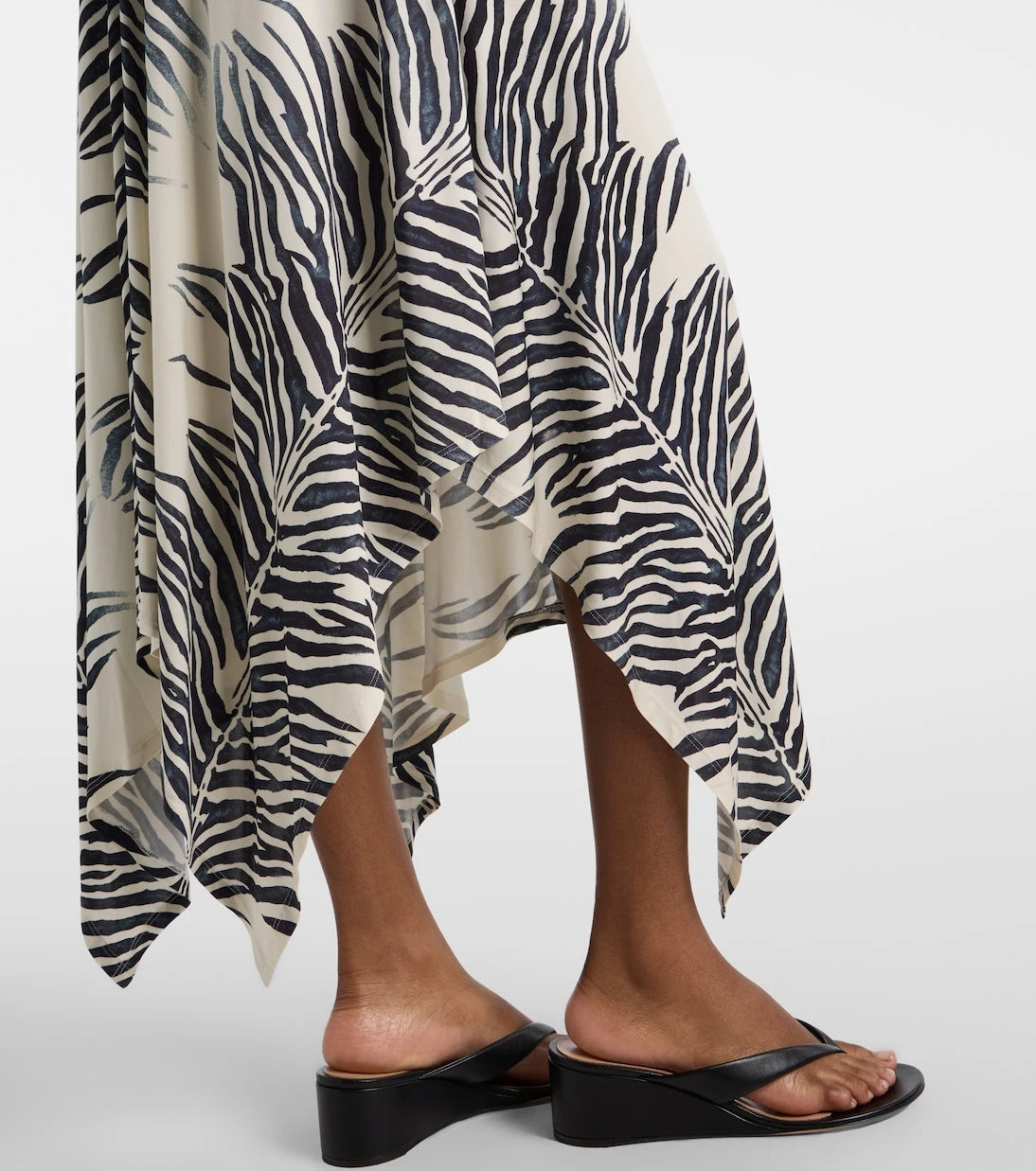 De La Vali - Artemis asymmetric zebra-print gown