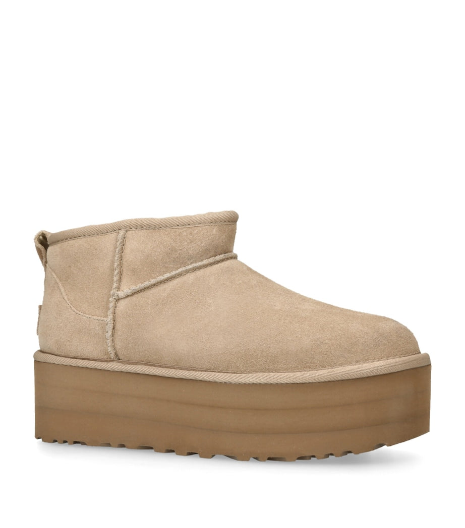 UGG Beige Classic Ultra Mini Platform Boots 50