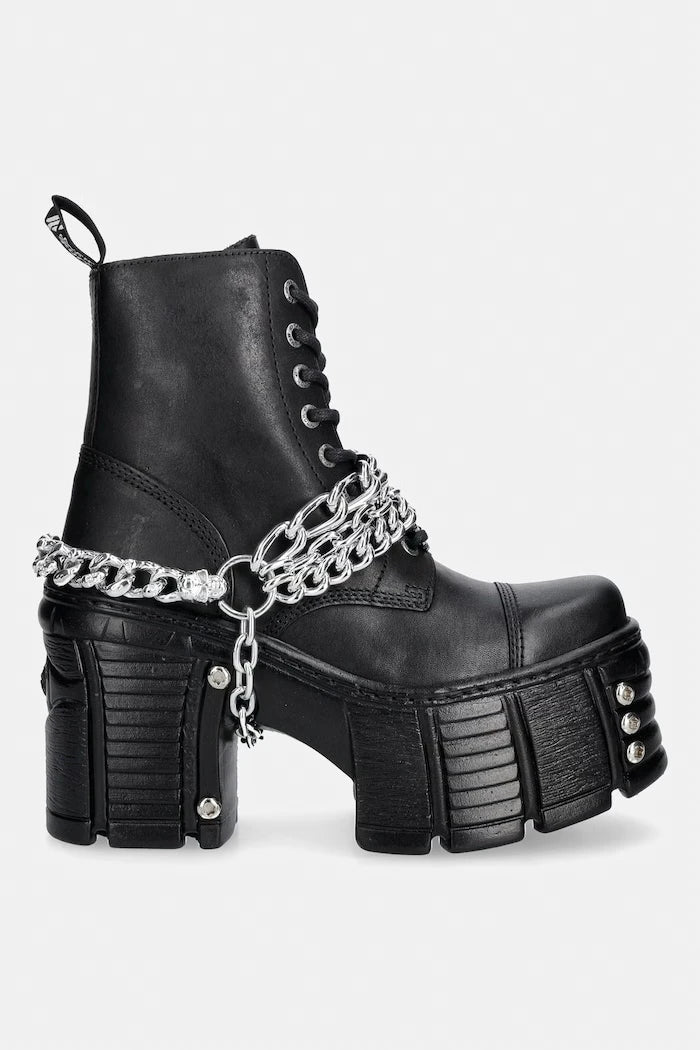 New Rock kalın topuklu kadın deri botları ITALI NEGRO, TOWER MAX + TORNILLO AD-2984