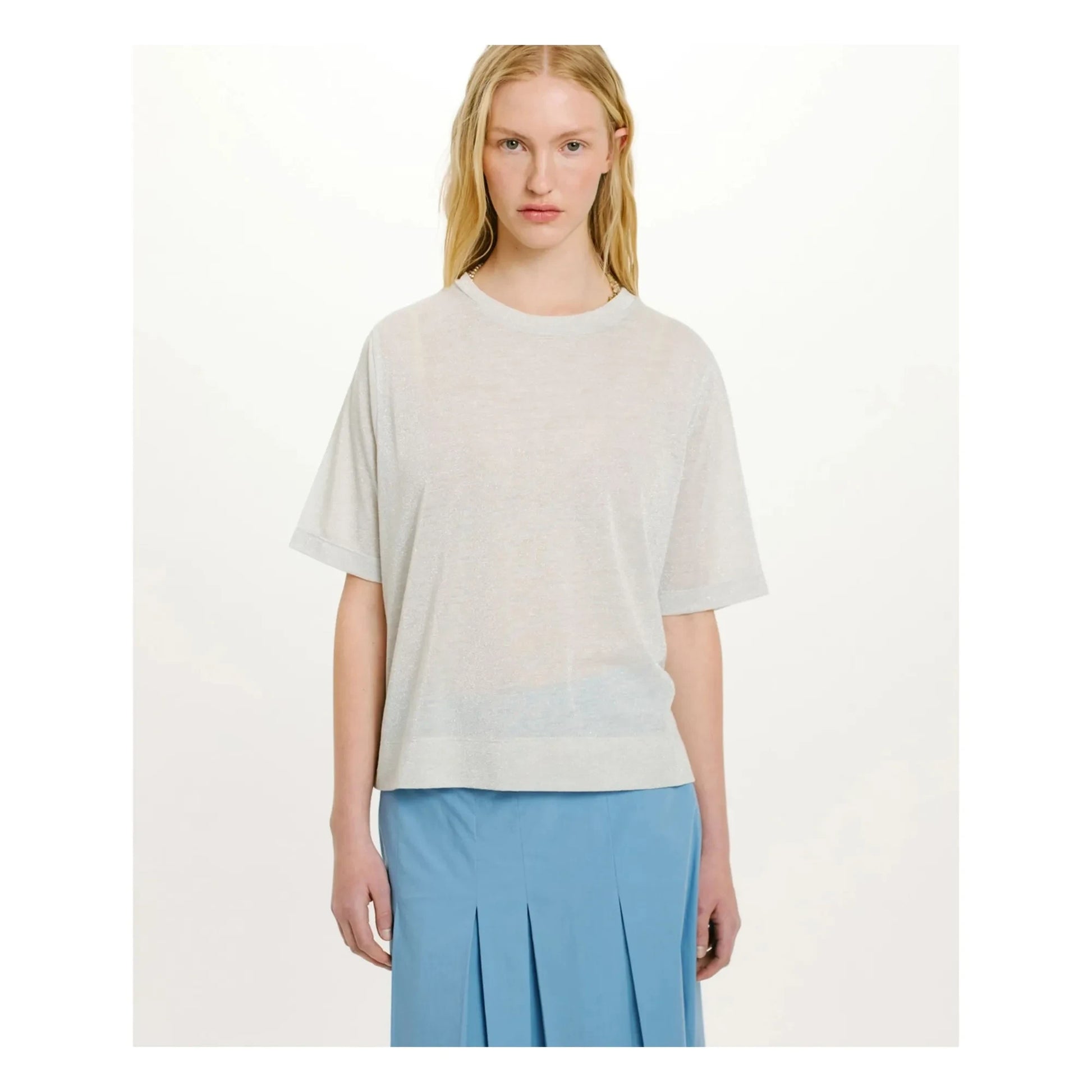 Momoni - Iora Metallic T-shirt | Light grey