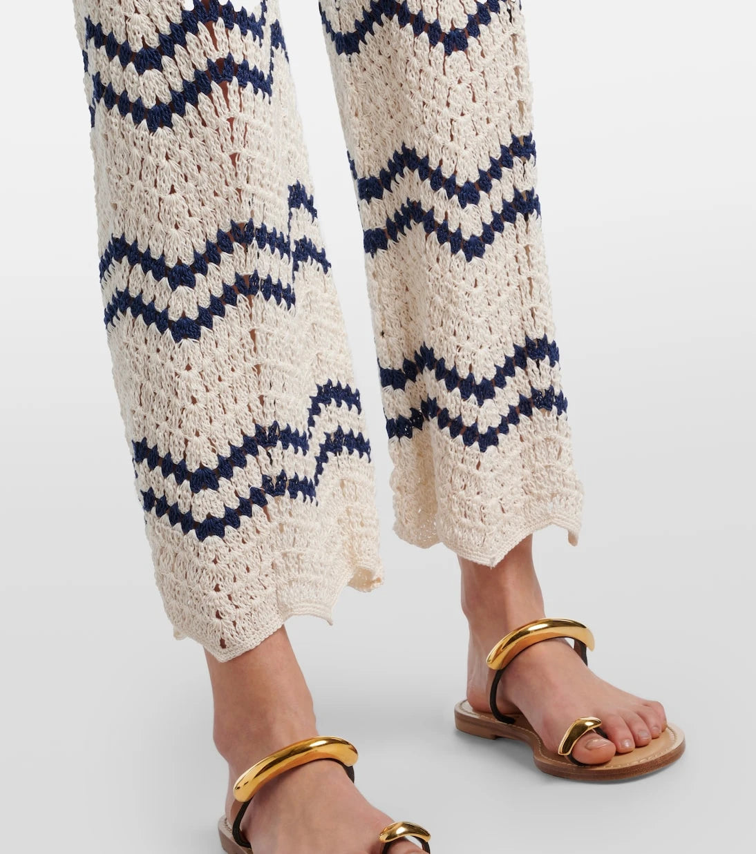Anna Kosturova - Nautical crochet cotton wide-leg pants