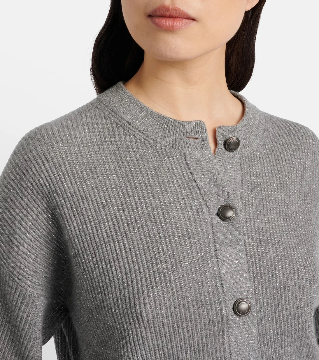 Brunello Cucinelli - Cashmere-blend lamé cardigan