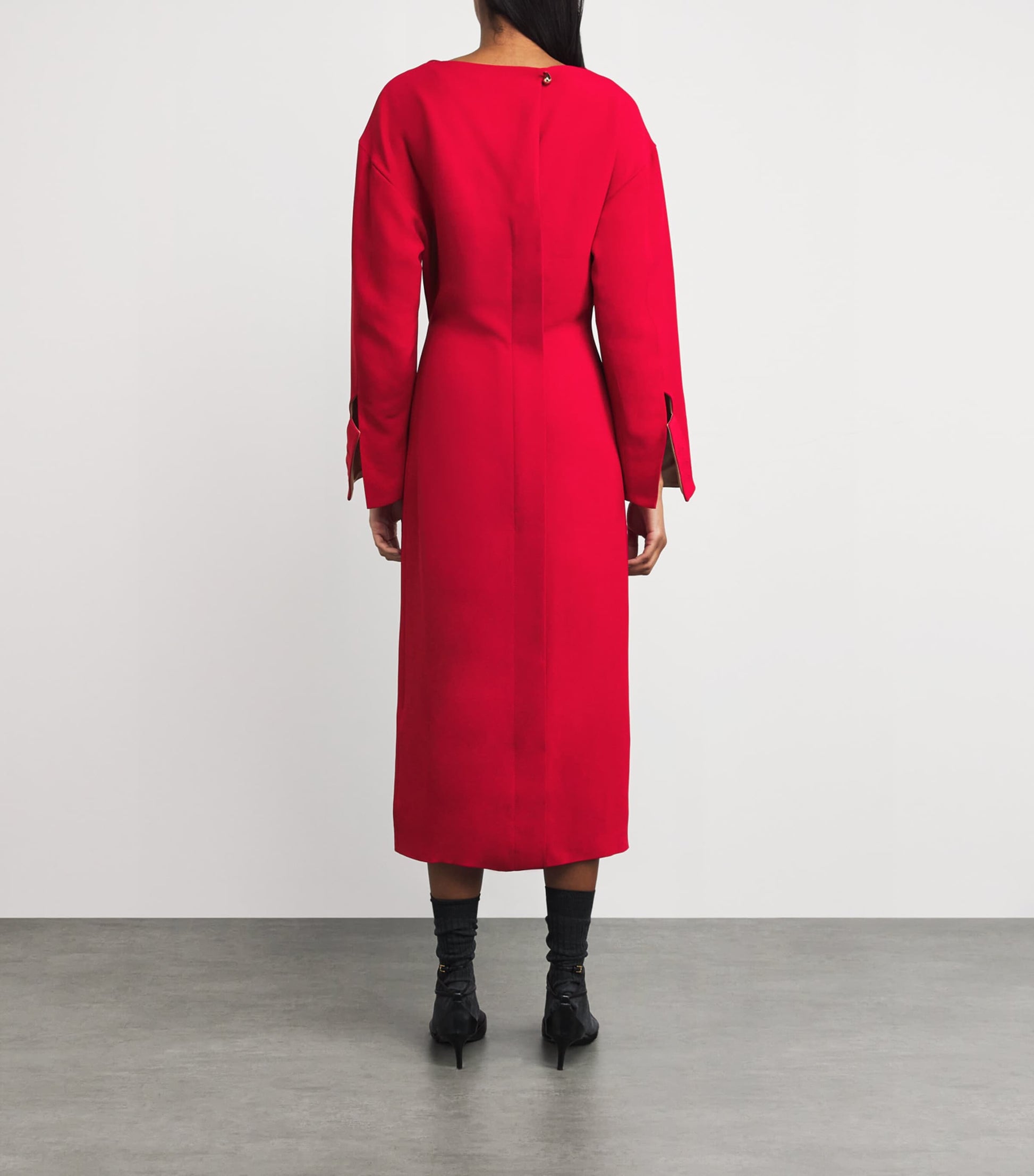 Carven Red Crepe Midi Dress