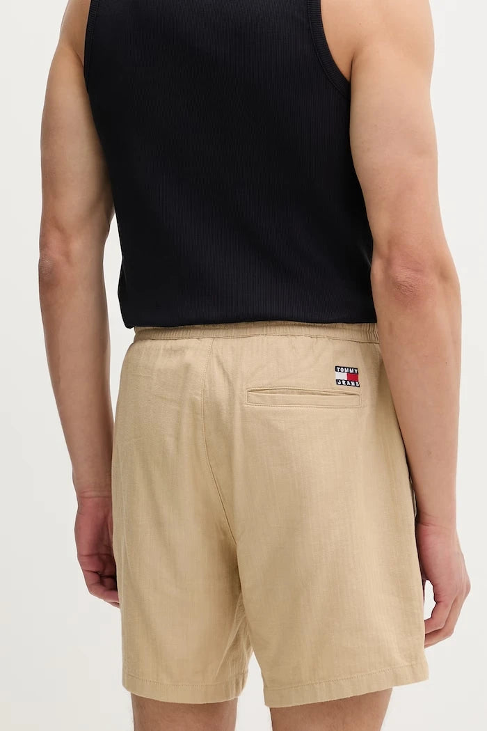 Tommy Jeans erkek kısa şort, keten karışımlı