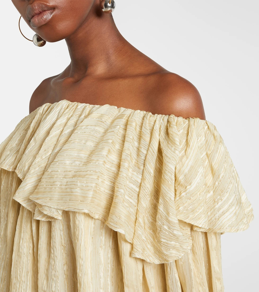 Xu Zhi - Ruffled striped silk-blend top