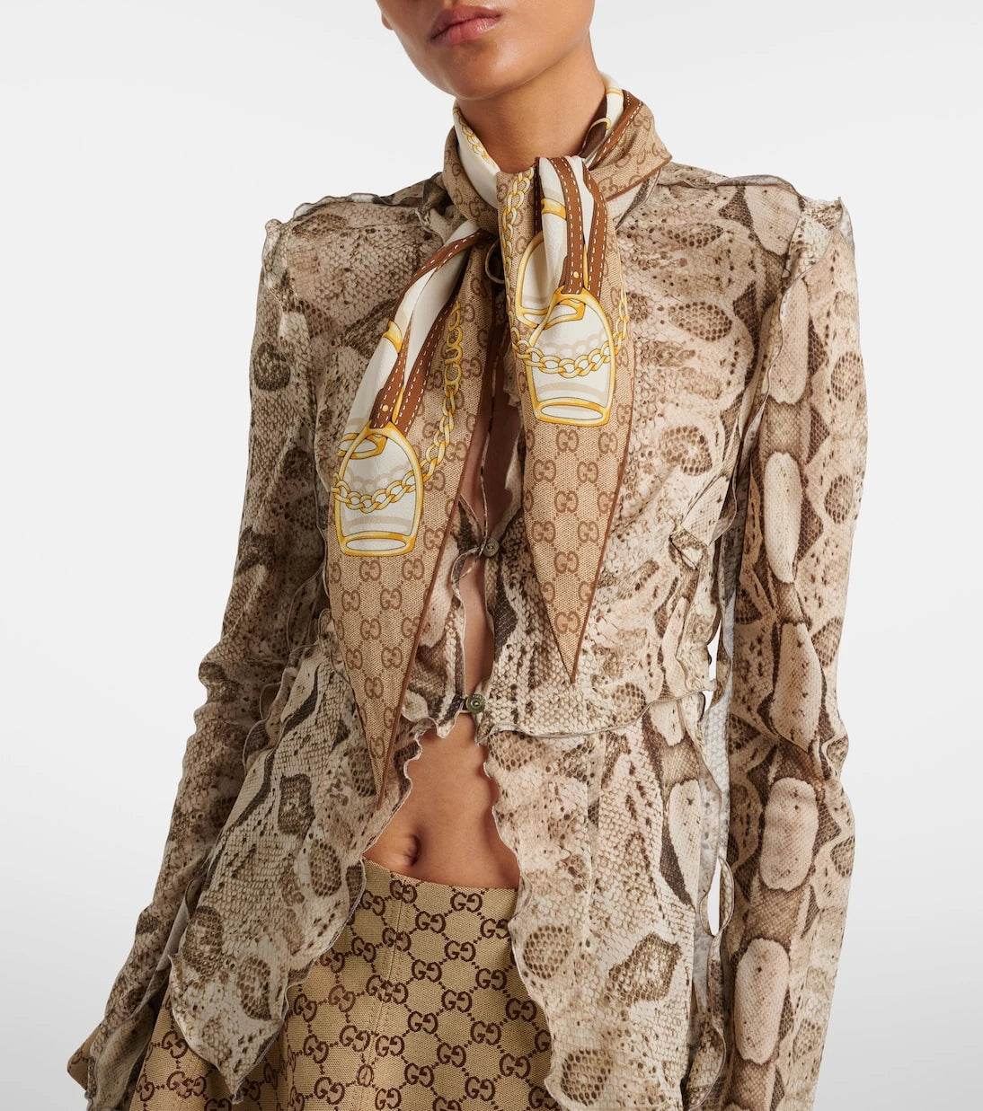 Gucci - GG printed reversible silk twill scarf