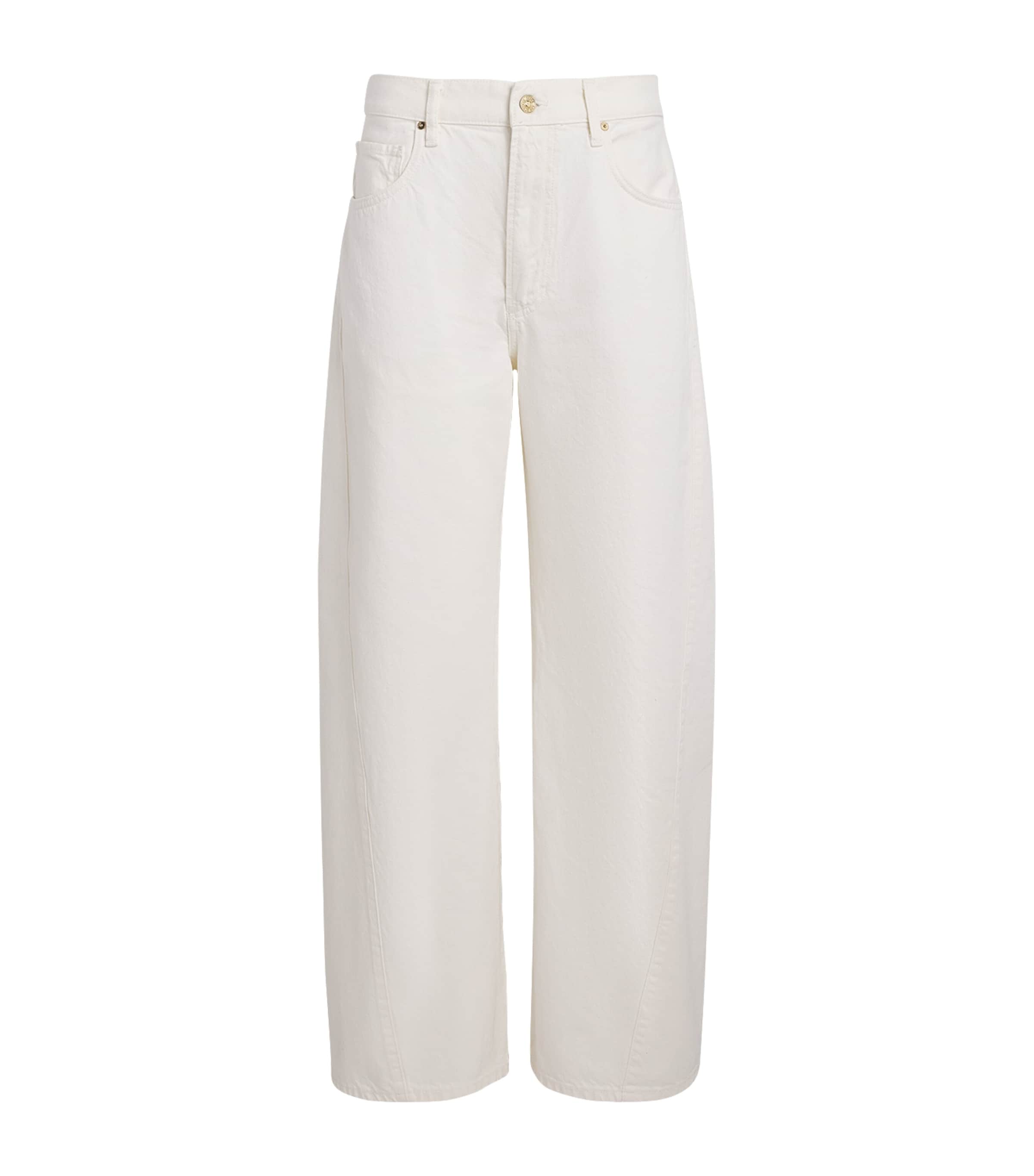 White Arellia High-Rise Barrel Jeans