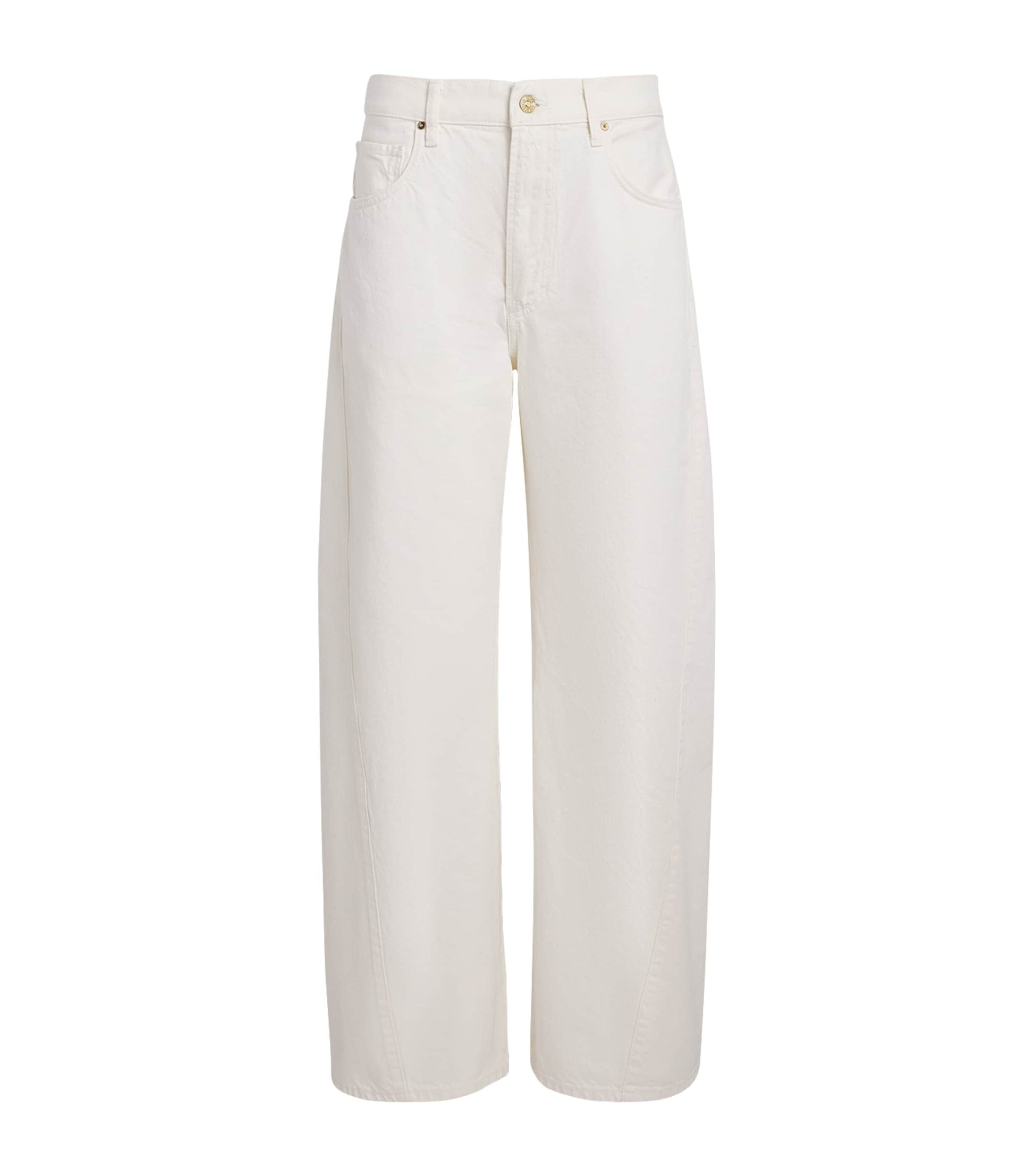 White Arellia High-Rise Barrel Jeans