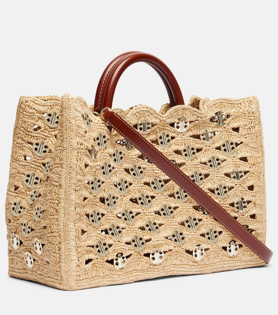 Rabanne - 1969 embellished raffia tote bag