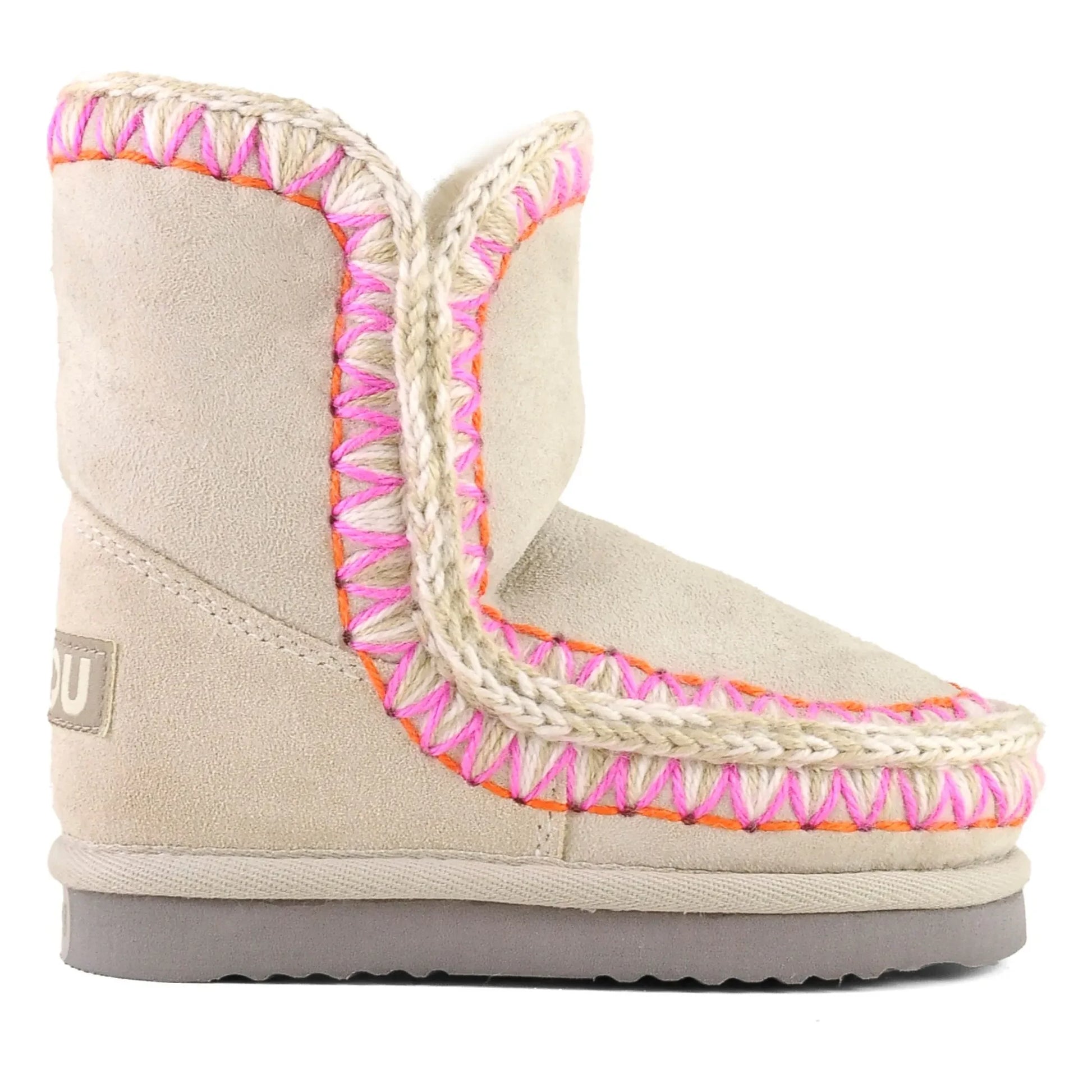 Mou - Eskimo Suede Overstitched Boots | Cream
