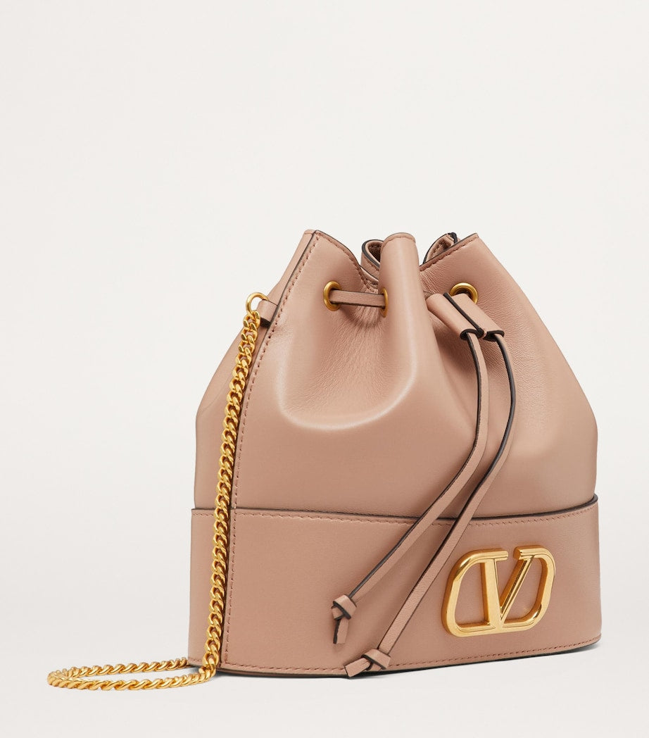 Valentino Garavani Nude Leather VLogo Bucket Bag